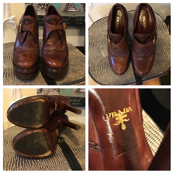 Authentic Prada Platform Leather heels Shoes Booties with buckle. Italian style. - Picture 4 of 4